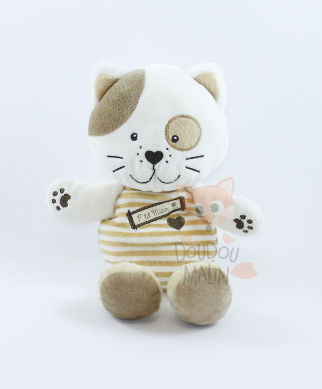  peluche chat ptit miaou marron blanc 